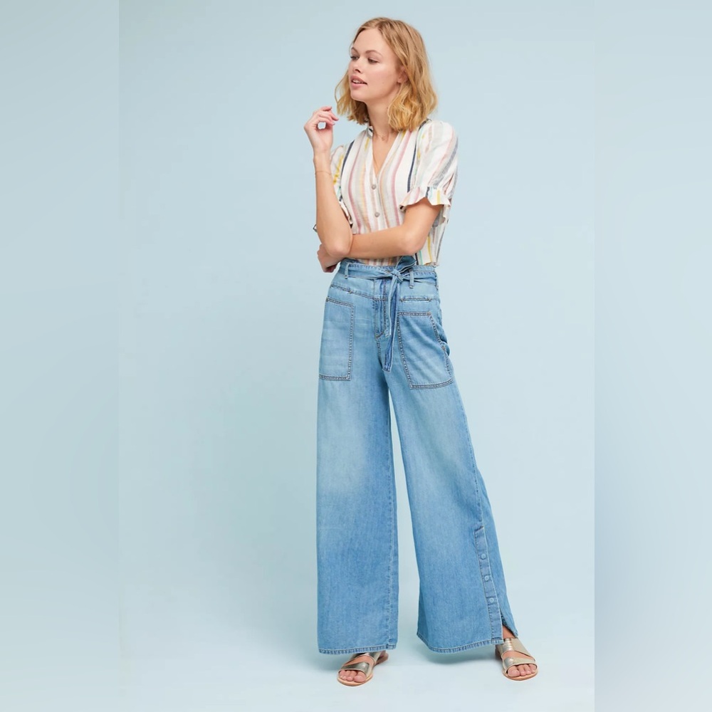 Anthropologie Light Blue Wide-Leg Jeans